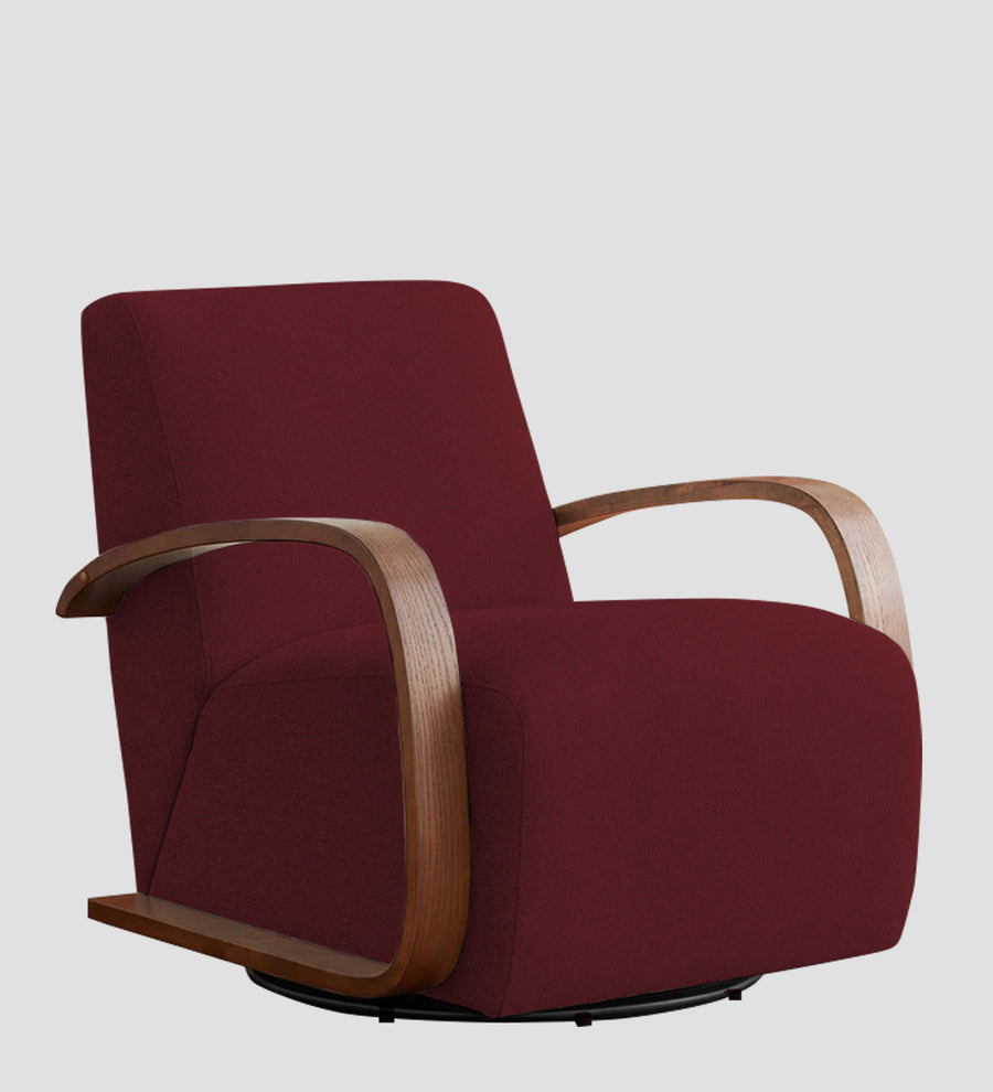 Balma Fabric Swivel Chair In Blood Maroon Colour - Febonic Living