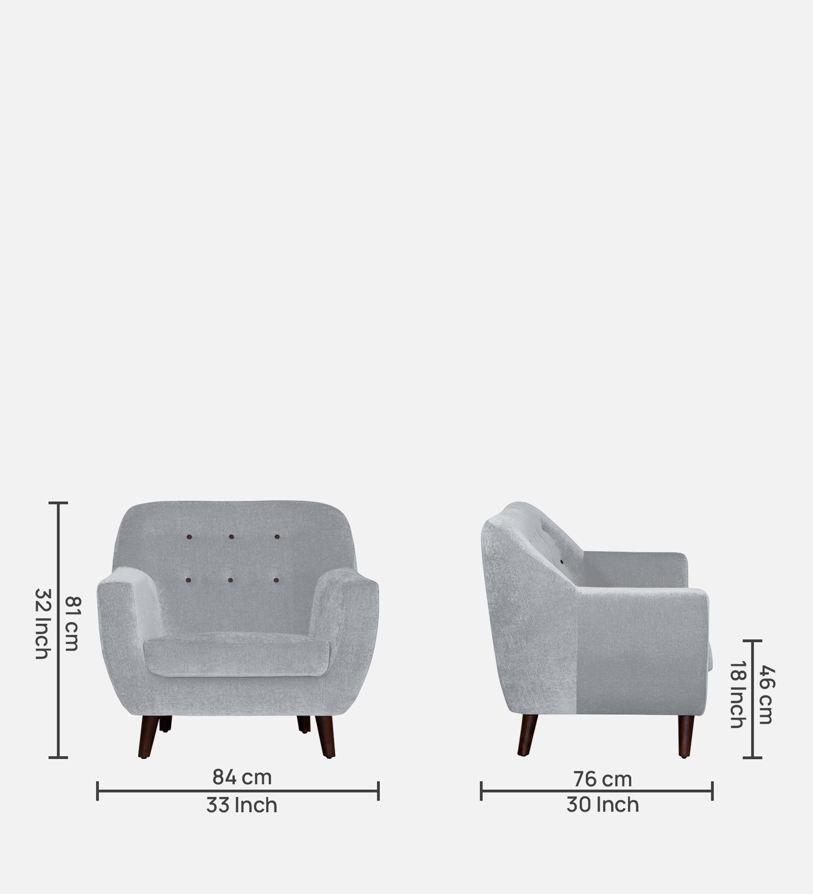 German Fabric 1 Seater Sofa in lit grey Colour
