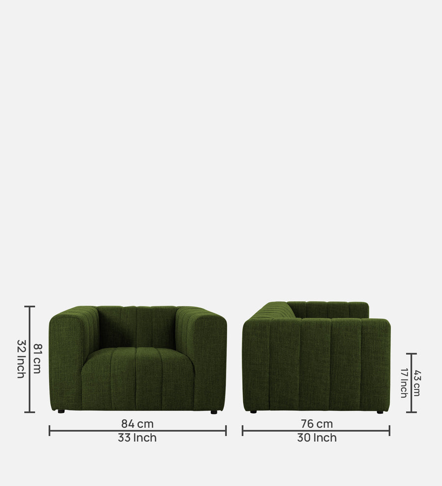 Lara Fabric 1 Seater Sofa In Olive Green Colour - Febonic Living