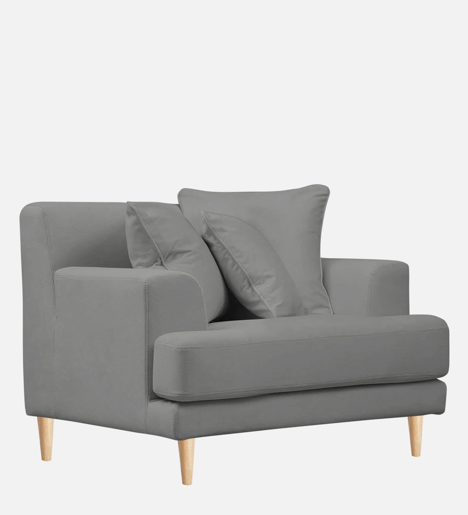 Woody Fabric 1 Seater Sofa in Concrete Grey Colour