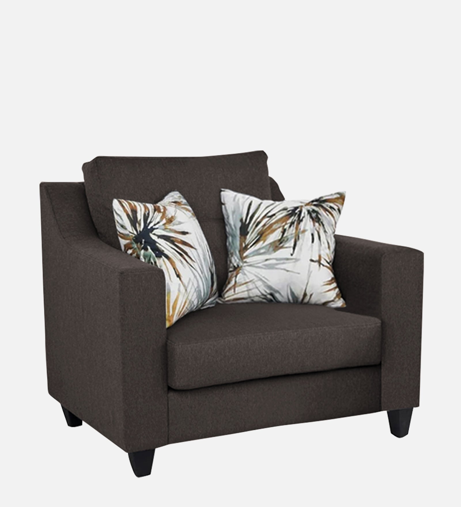 Welly Fabric 1 Seater Sofa In Caspa Brown Colour