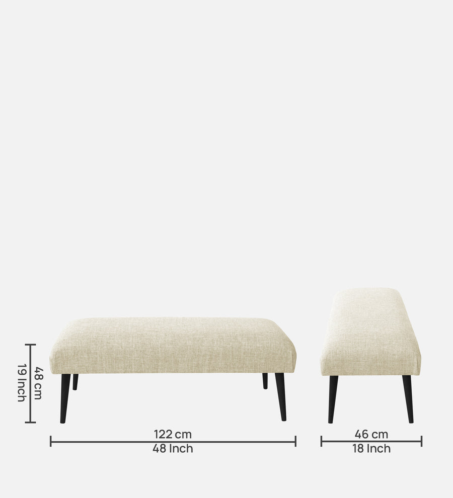 Adon Velvet Bench In Warm White Colour - Febonic Living