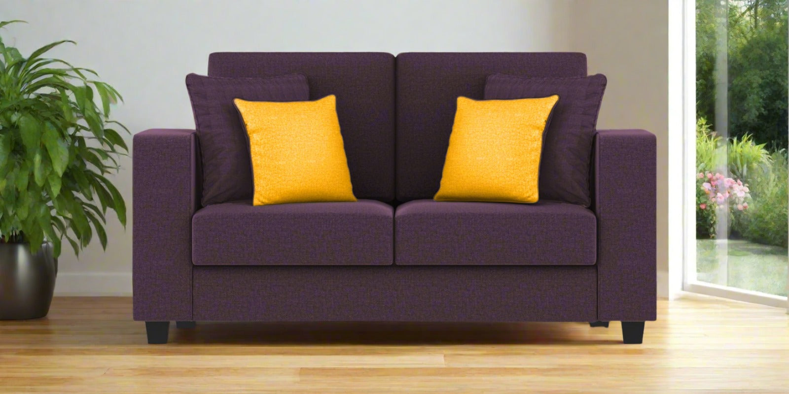 Nabi Fabric 2 Seater Sofa In Greek Purple Colour