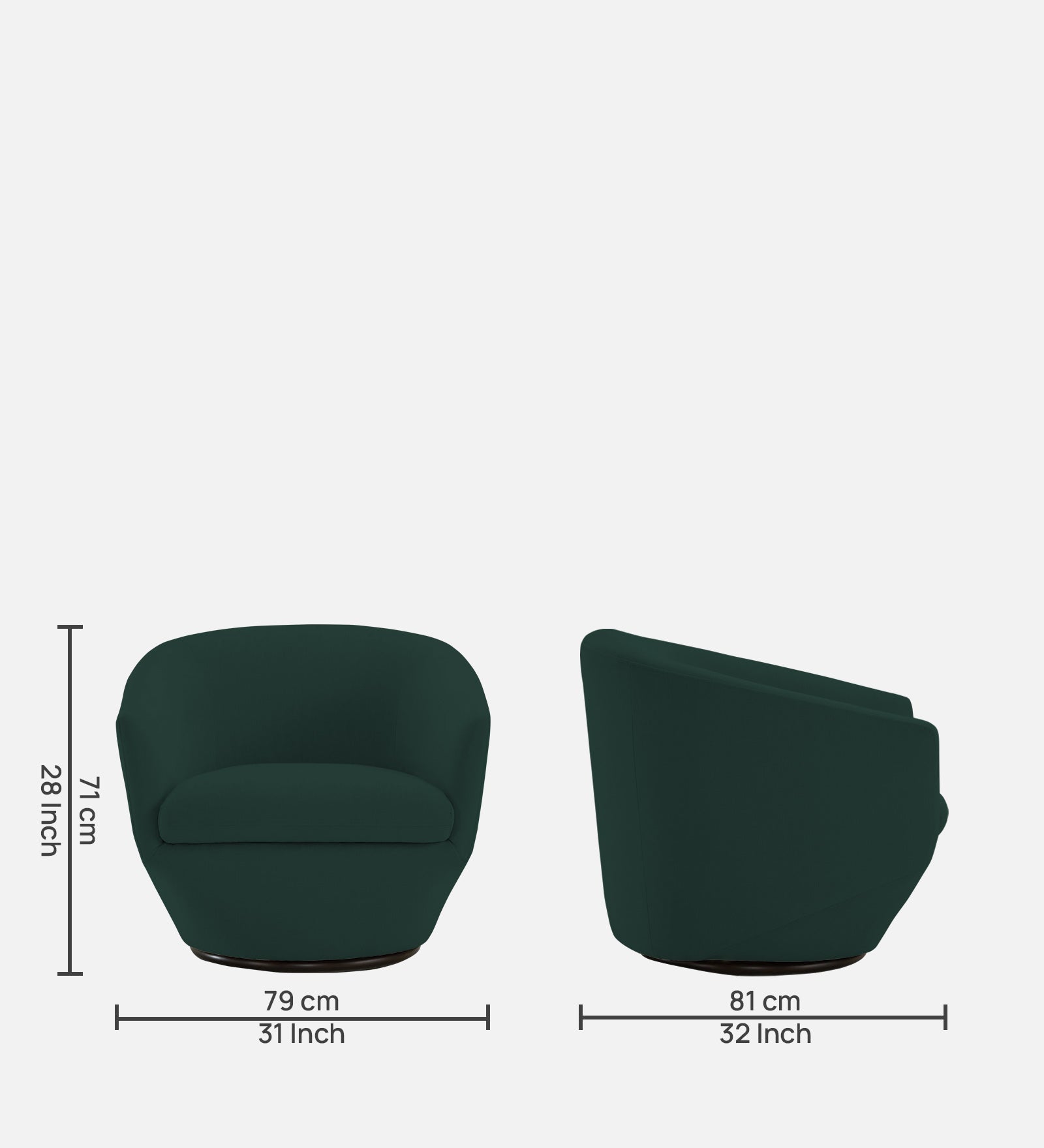 Haddie Velvet Swivel Chair in Forest Green Colour