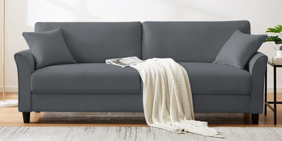 Daroo Velvet 3 Seater Sofa In Pubble Grey Colour - Febonic Living
