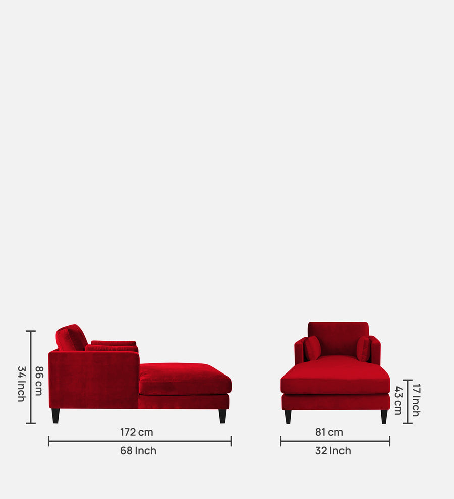 Makou Velvet Chaise Lounger In Berry Maroon Colour - Febonic Living