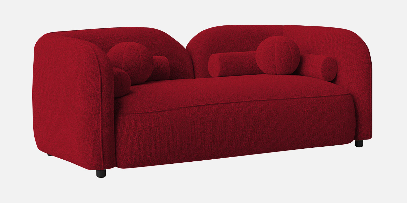 Corny Fur Fabric 2 Seater Sofa in Candy Red Colour