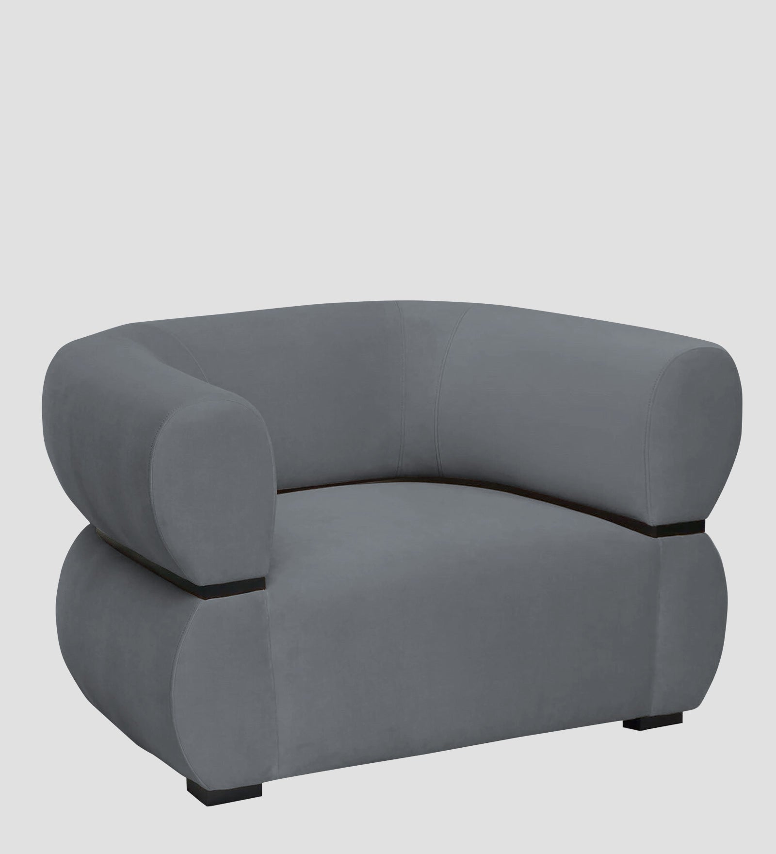 Kula Velvet 1 Seater Sofa In Pubble Grey Colour