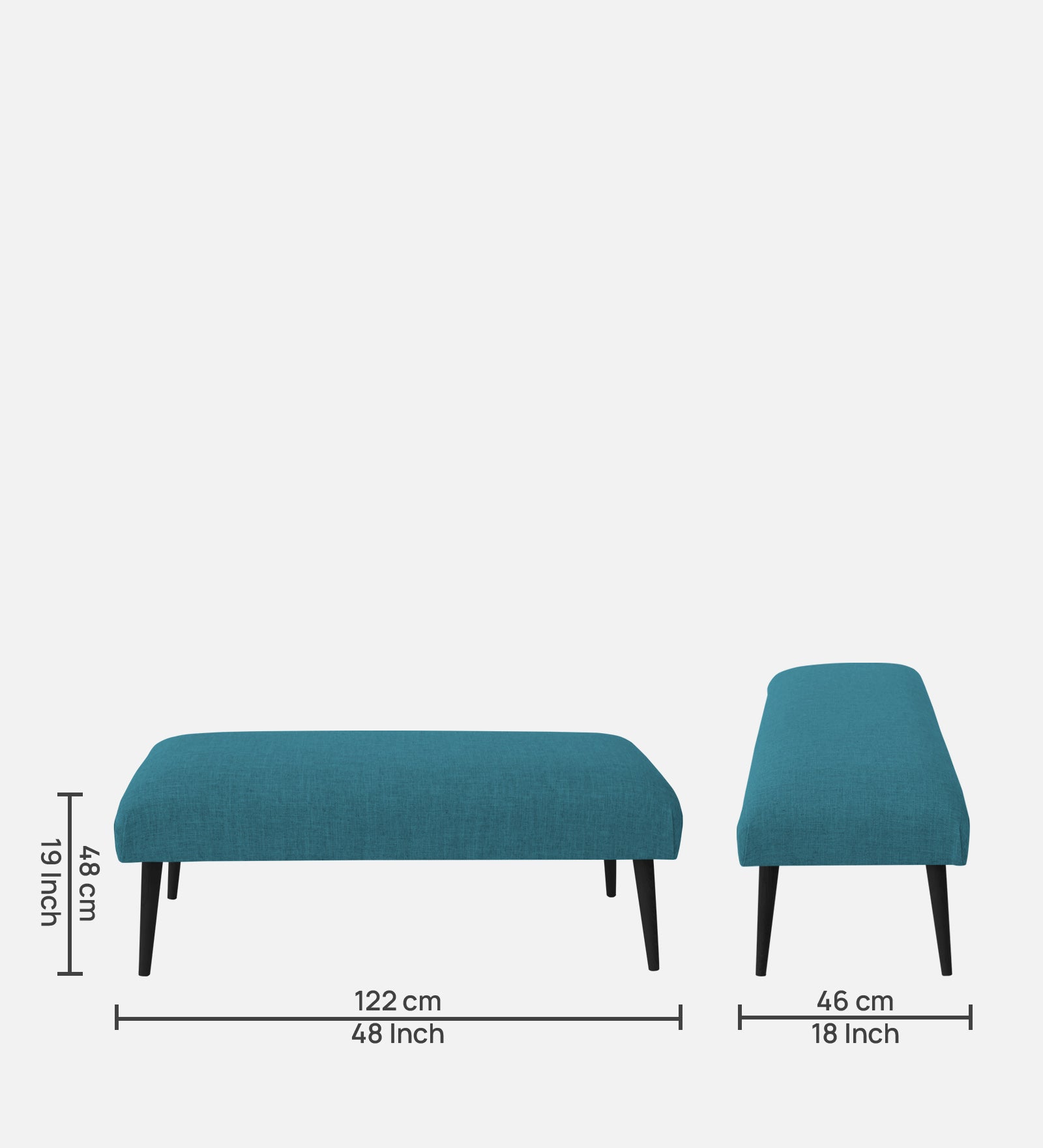 Adon Velvet Bench In Aqua Blue Colour