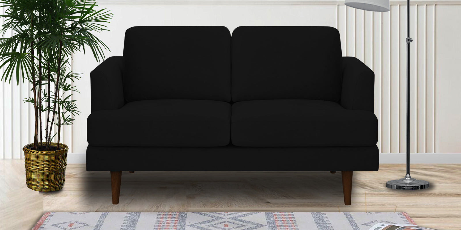 Motra Velvet 2 Seater Sofa in Adam Black Colour