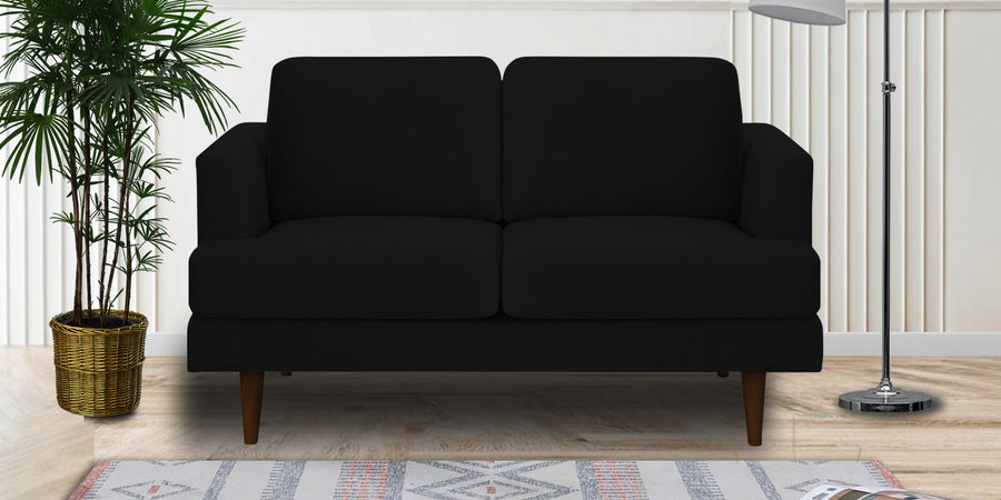 Motra Velvet 2 Seater Sofa In Adam Black Colour - Febonic Living