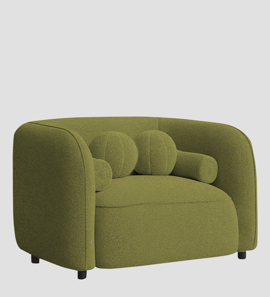 Corny Boucle Fabric 1 Seater Sofa In Apple Green Colour - Febonic Living