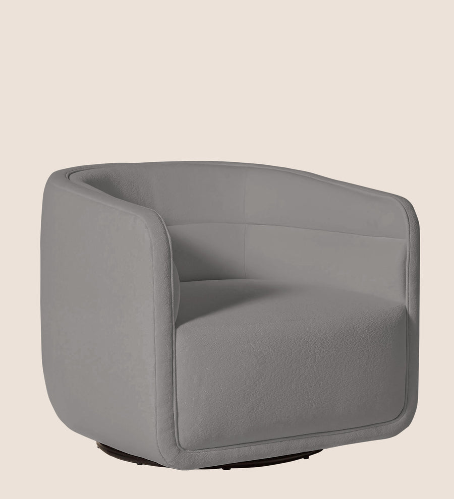 Ria Fabric Swivel Chair In Silver Grey Colour - Febonic Living