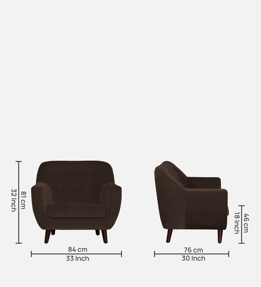 German Fabric 1 Seater Sofa In Cidar Brown Colour - Febonic Living