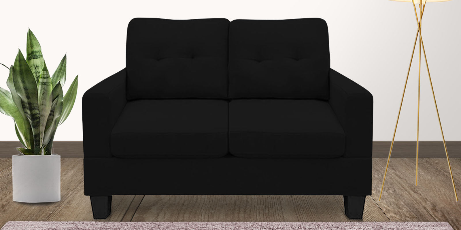 Thomas Fabric 2 Seater Sofa in Zed Black Colour