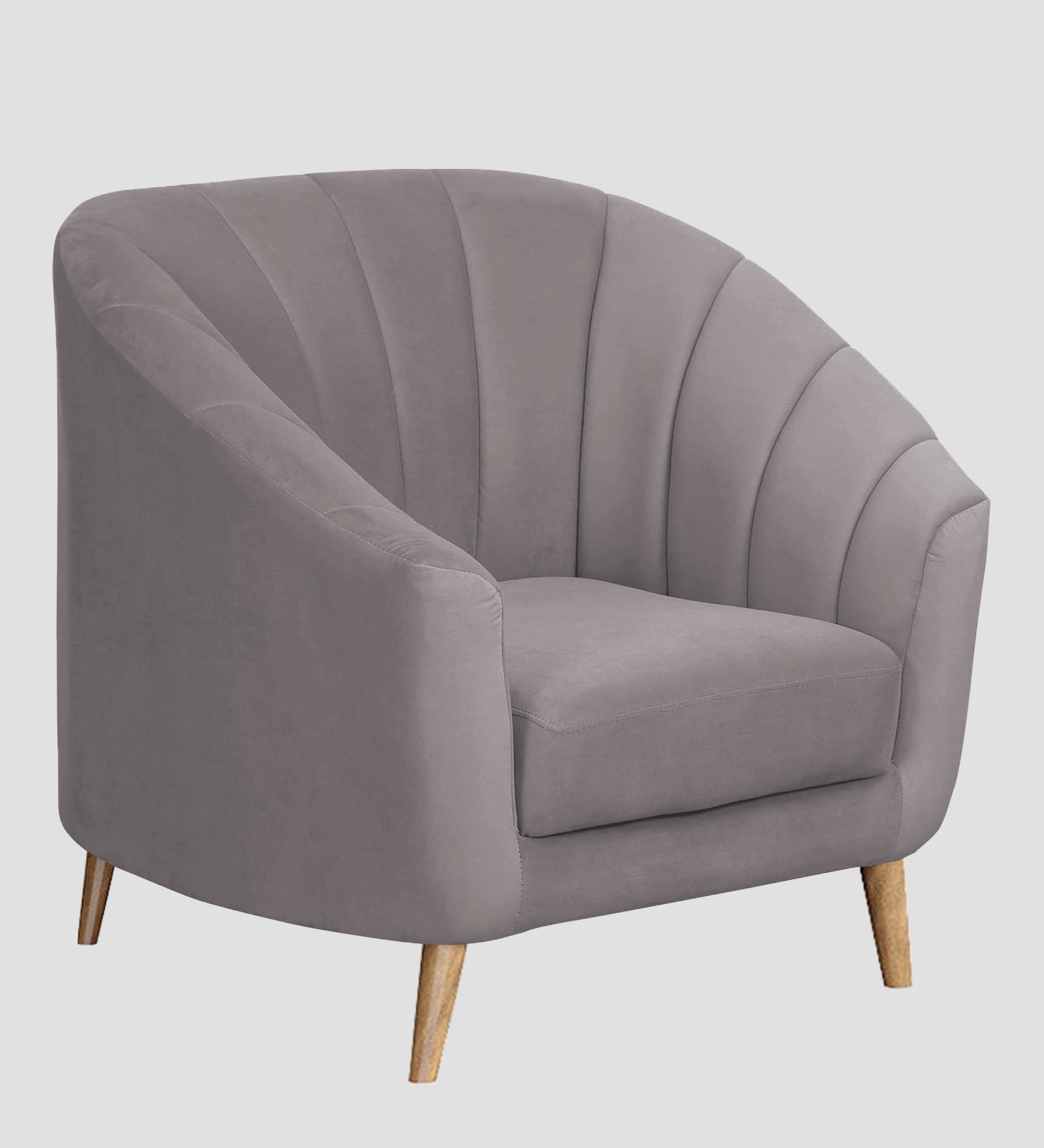 Nancy Velvet 1 Seater Sofa in Pearl Grey Colour