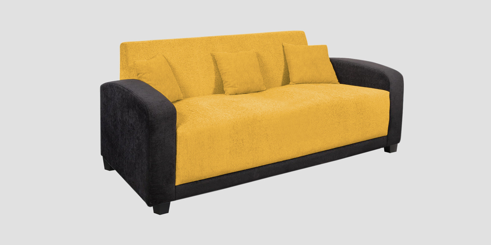 Alex Fabric 3 Seater Sofa In Bold Yellow Colour