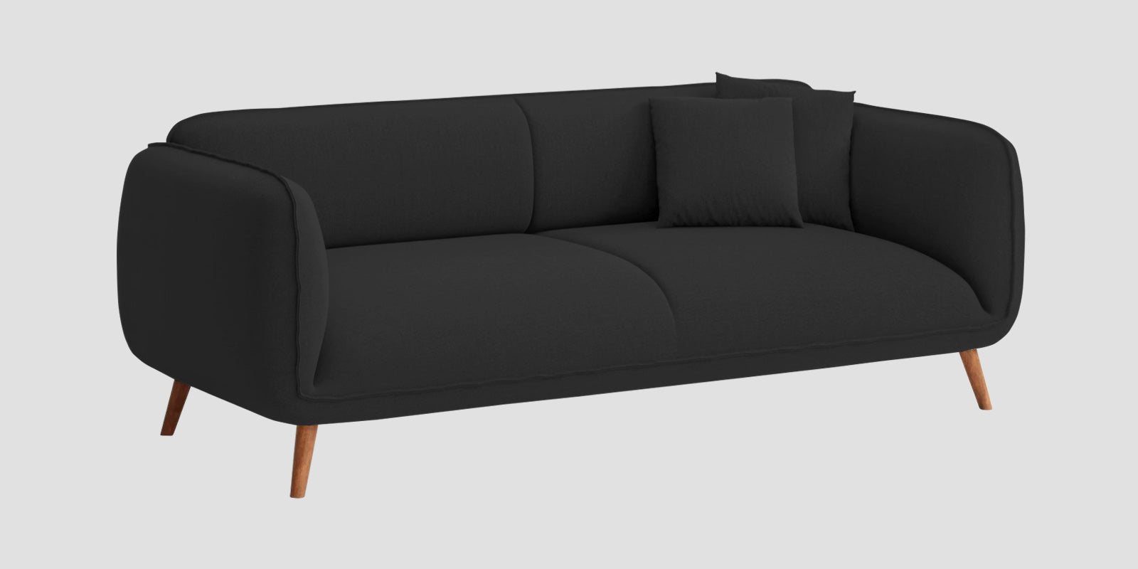 Zia Fabric 3 Seater Sofa In Bitter Black Colour