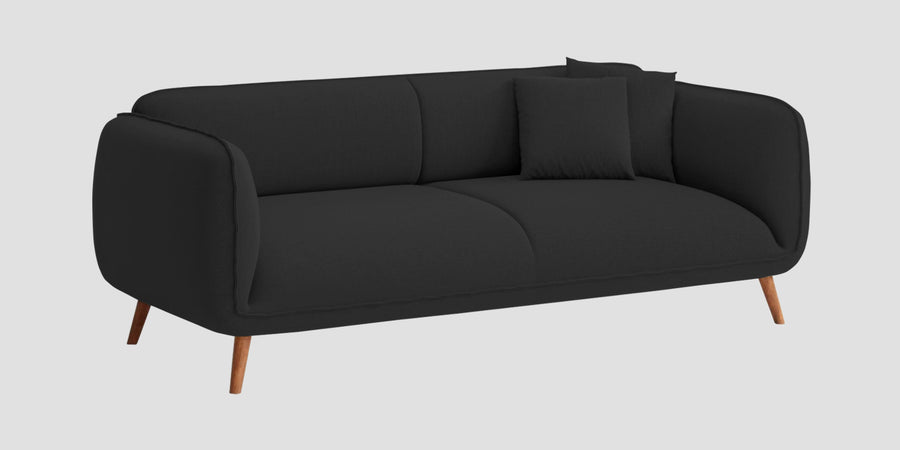 Zia Fabric 3 Seater Sofa In Bitter Black Colour - Febonic Living