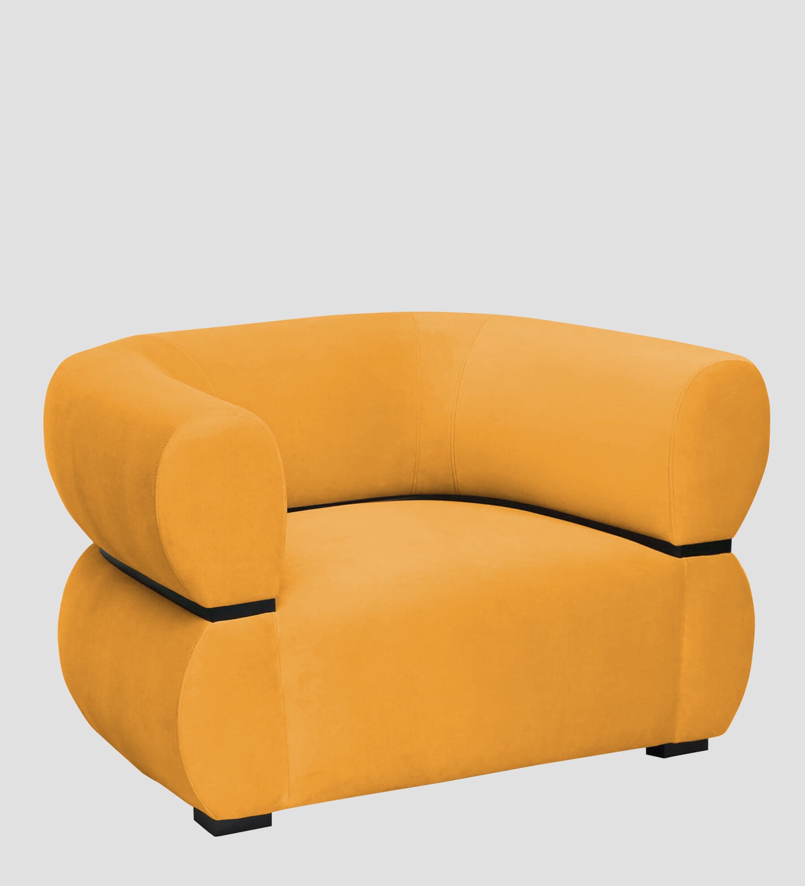 Kula Velvet 1 Seater Sofa In Safforn Yellow Colour