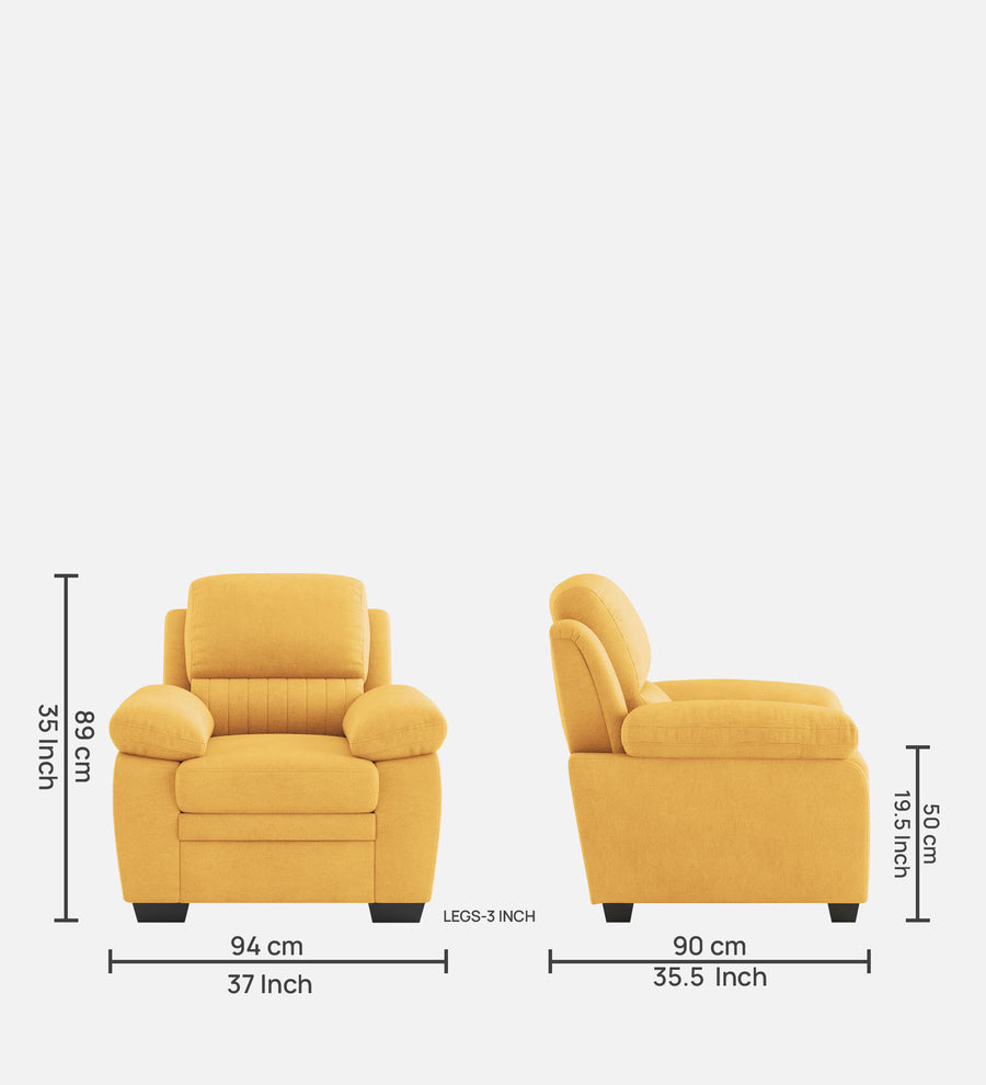 Cantaberry Velvet 1 Seater Sofa In Turmeric Yellow Colour - Febonic Living