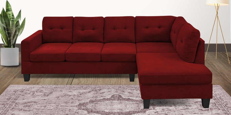 Thomas Fabric Lhs Sectional Sofa 3 Lounger In Blood Maroon Colour - Febonic Living