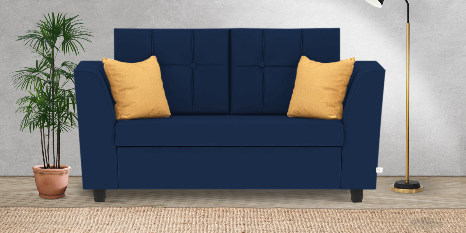 Nestin Velvet 2 Seater Sofa in Imperial Blue Colour