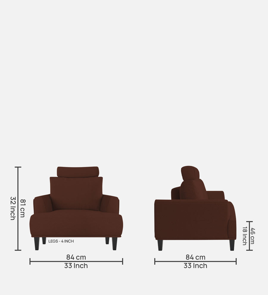 Como Fabric 1 Seater Sofa In Coffee Brown Colour - Febonic Living