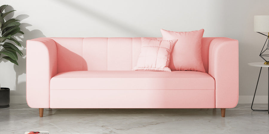 Sumo Velvet 3 Seater Sofa In Millennial Pink Colour - Febonic Living