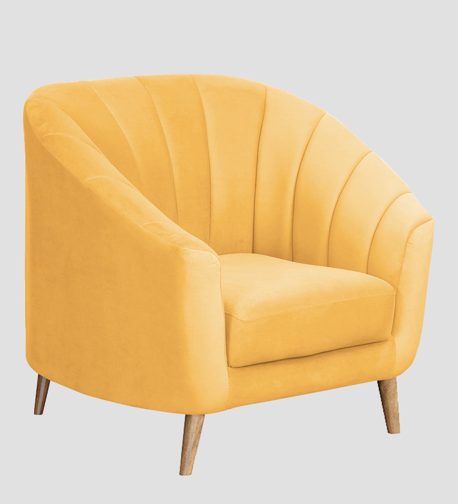 Nancy Velvet 1 Seater Sofa in Turmeric yellow Colour