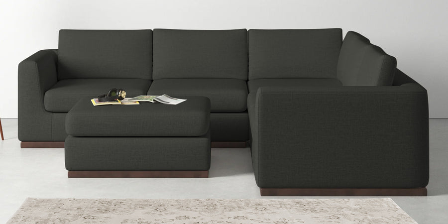 Freedom Velvet 6 Seater Rhs Corner Sofa In Hory Grey Colour With Ottoman - Febonic Living