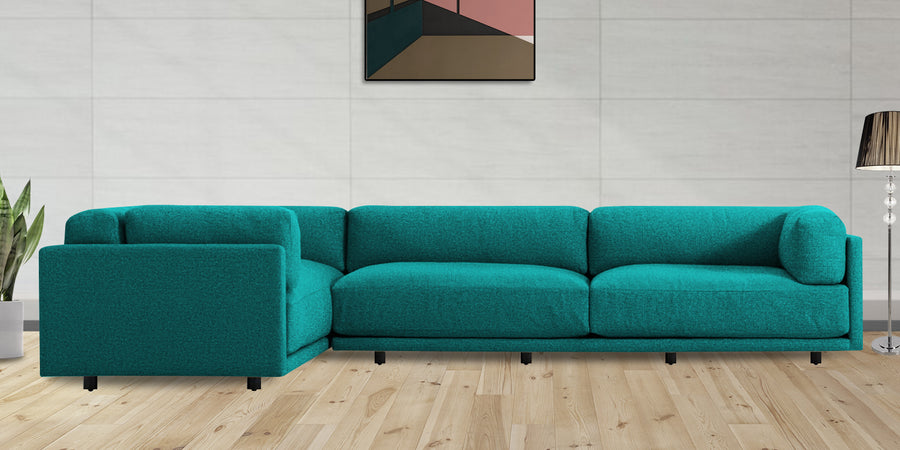 Nixon Fabric 6 Seater Rhs Corner Sofa In Sea Green Colour - Febonic Living
