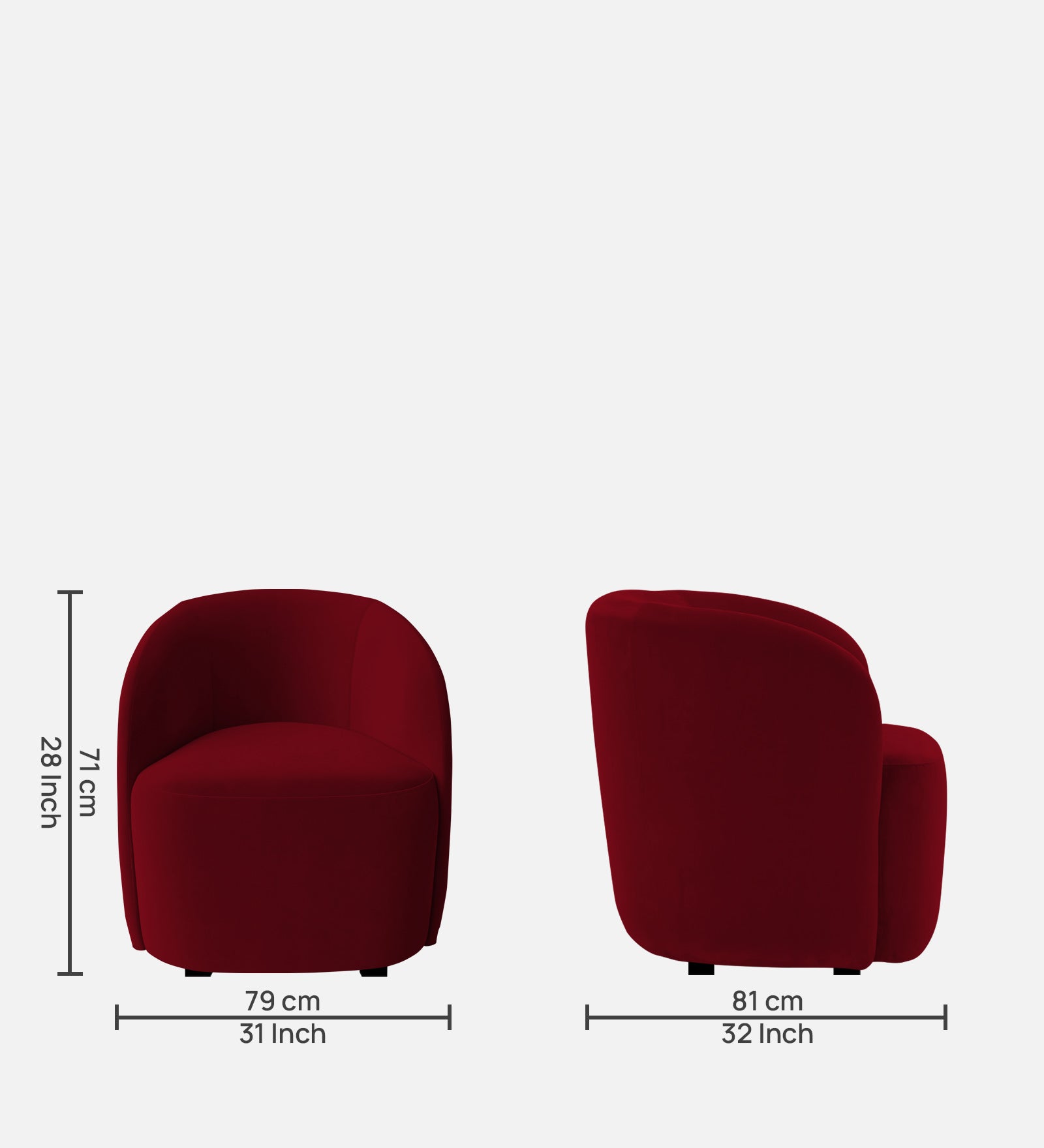 Lucky Velvet Wing Chair in Cherry Red Colour