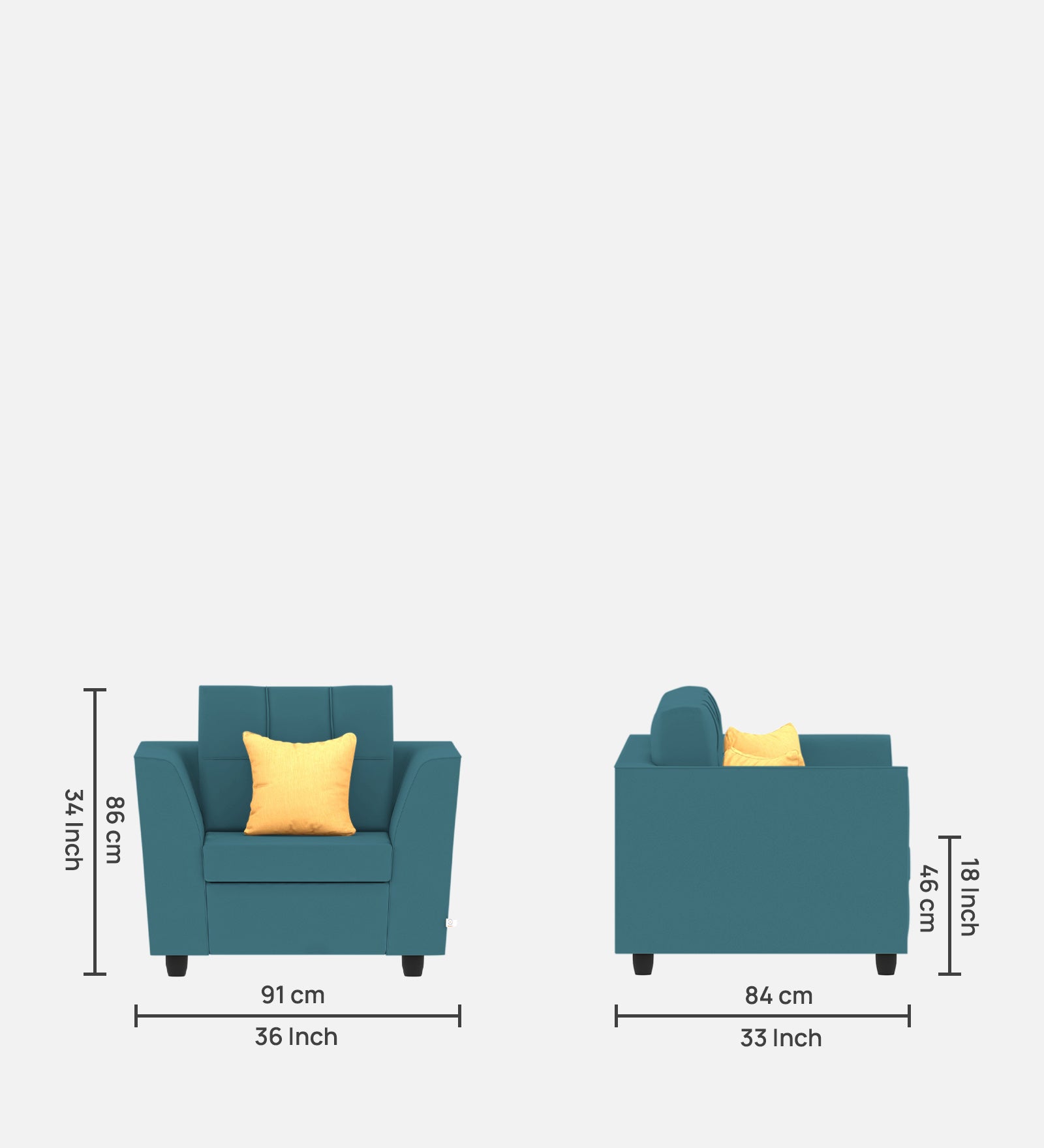 Nestin Velvet 1 Seater Sofa in Aqua Blue Colour