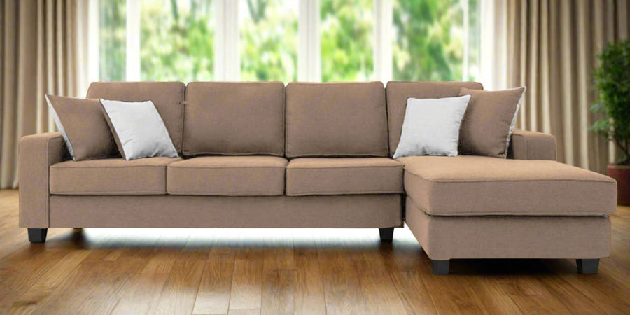 Ladybug Fabric Lhs Sectional Sofa 3 Lounger In Cookie Beige Colour - Febonic Living
