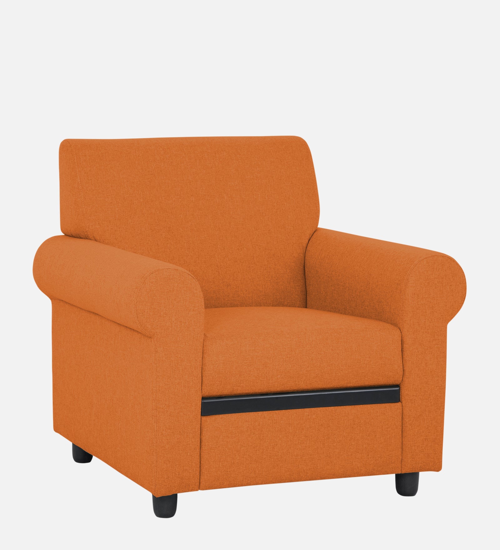 Ribby Fabric 1 Seater Sofa in Dark Orange Colour