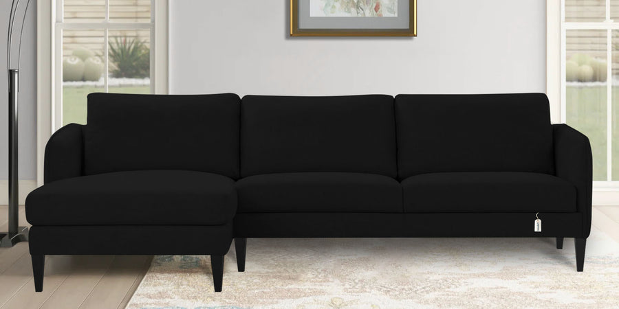 Piku Fabric Rhs Sectional Sofa 3 Lounger In Zed Black Colour - Febonic Living
