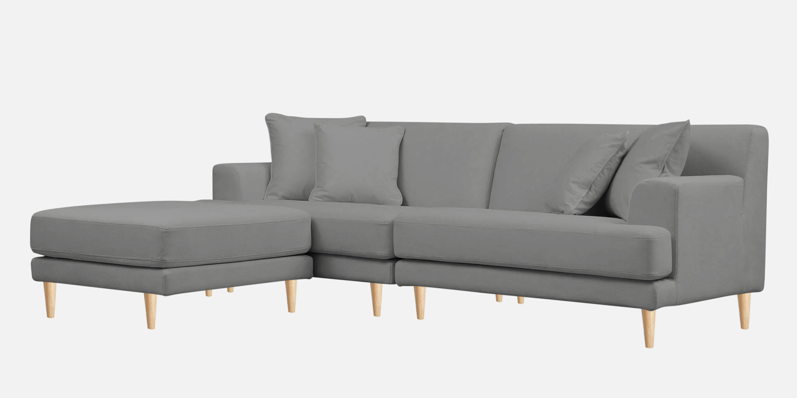 Woody Fabric RHS Sectional Sofa (3+Lounger) in Concrete Grey Colour