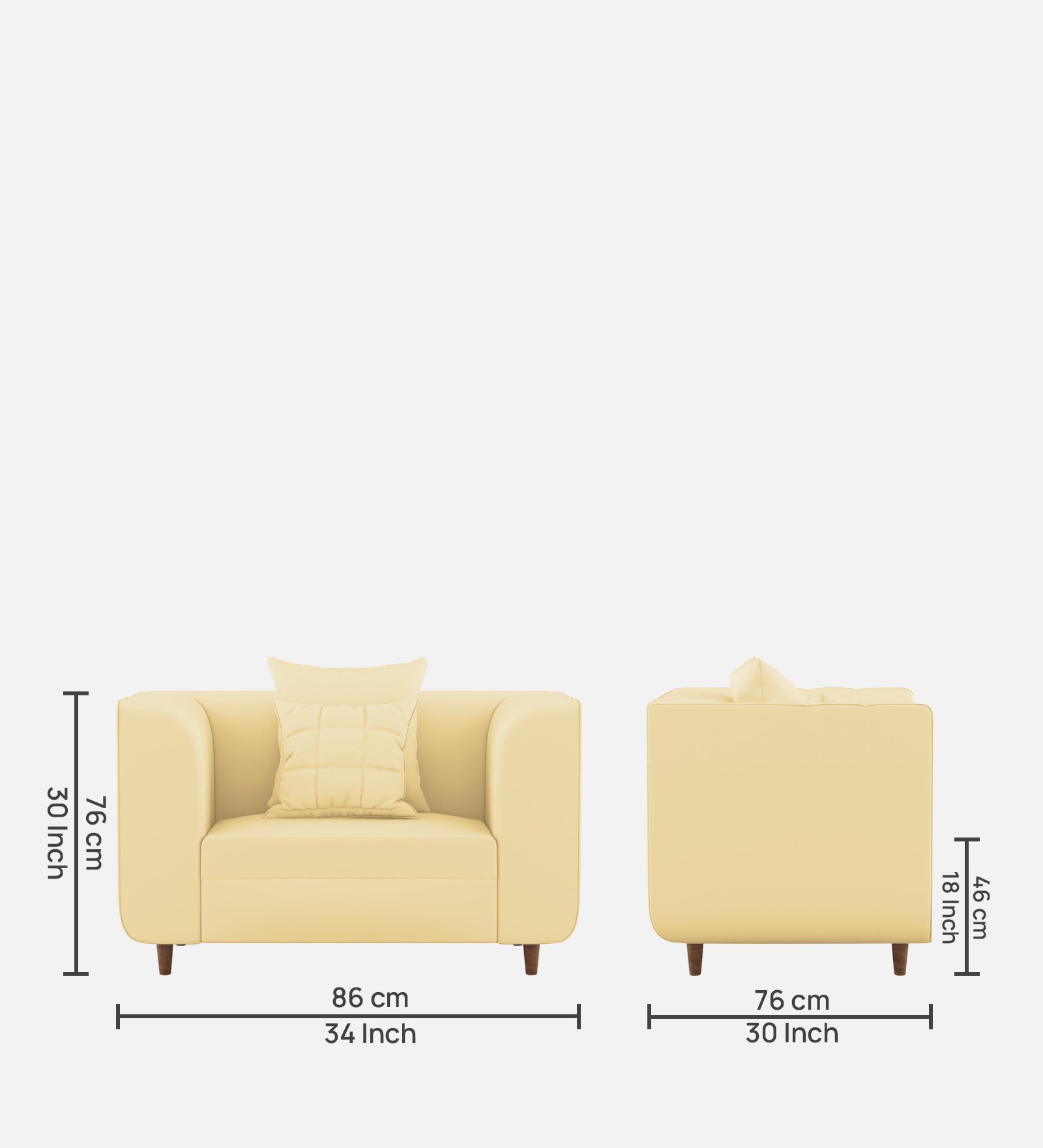 Sumo Velvet 1 Seater Sofa in Sandy Beige Colour