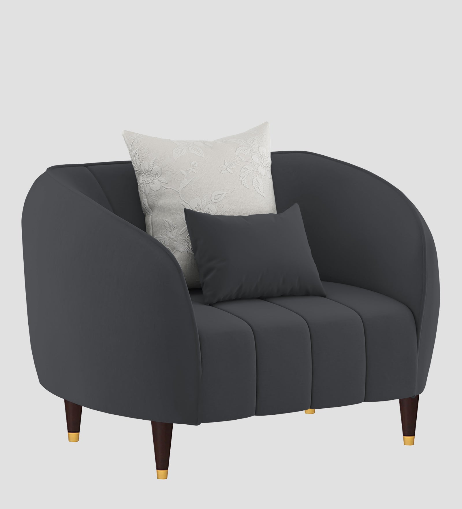 Hairo Velvet 1 Seater Sofa In  Davy Grey Colour - Febonic Living