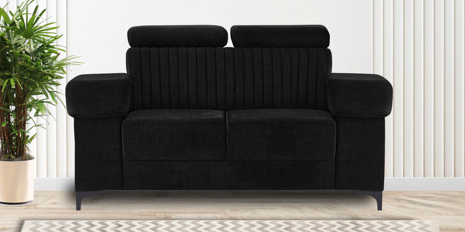 Draco Fabric 2 Seater Sofa in Heather Black Colour