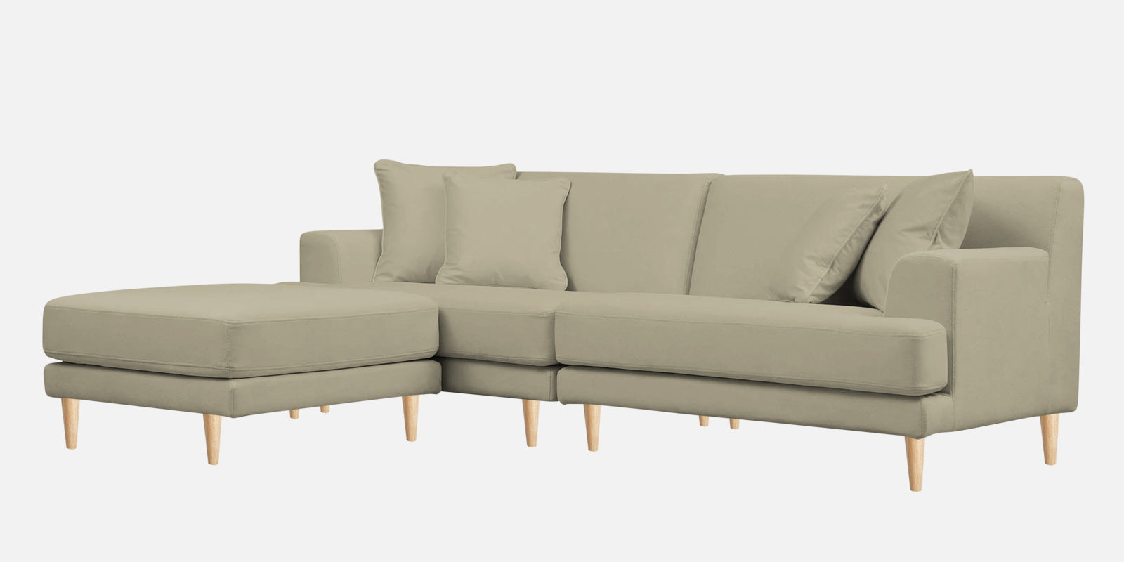 Woody Fabric RHS Sectional Sofa (3+Lounger) in Carnival Beige Colour