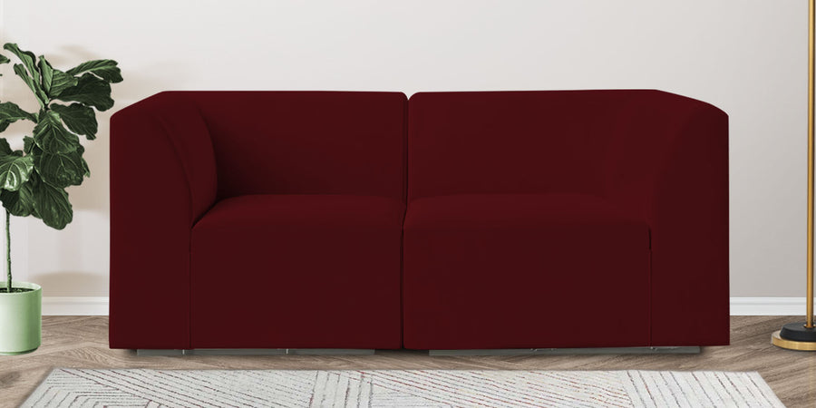 Bufa Velvet 2 Seater Sofa In Dark Maroon Colour - Febonic Living