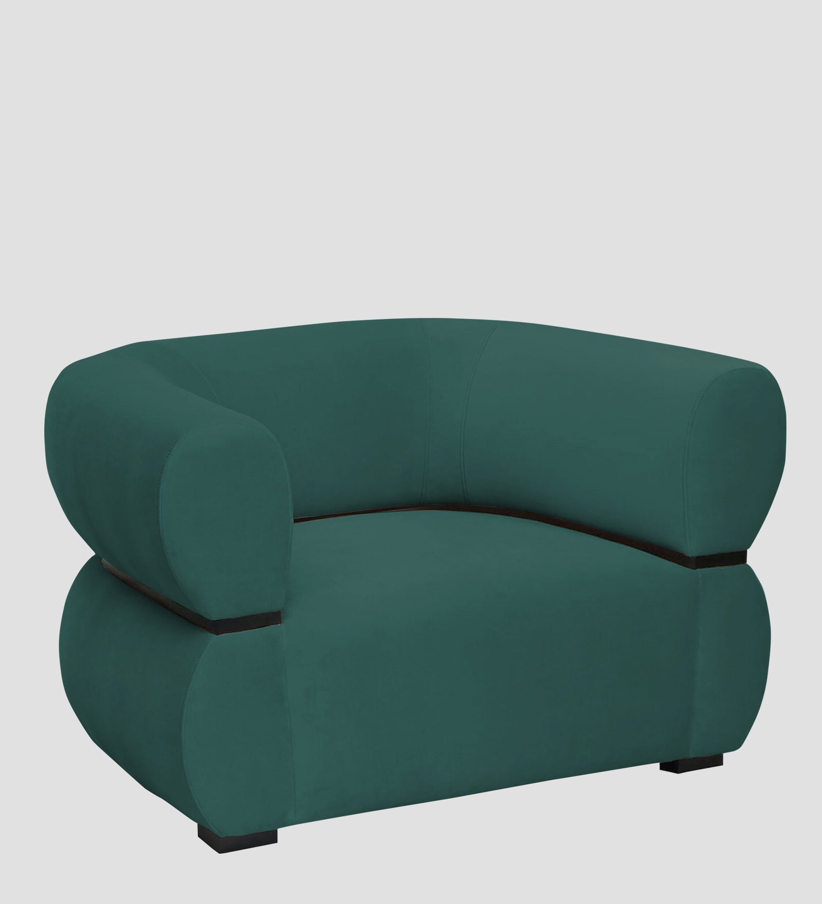 Kula Velvet 1 Seater Sofa In Pine Green Colour