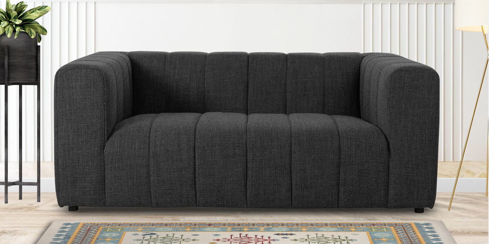 Lara Fabric 2 Seater Sofa in Charcoal Grey Colour