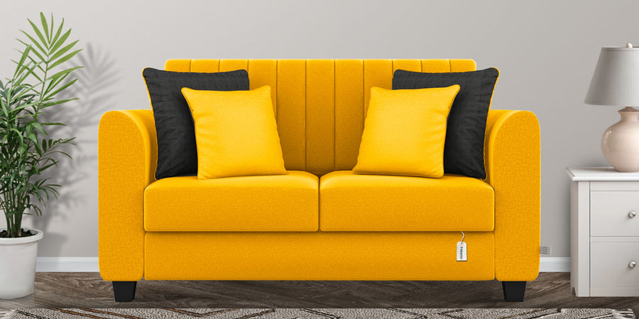 Cosmic Fabric 2 Seater Sofa In Bold Yellow Colour - Febonic Living