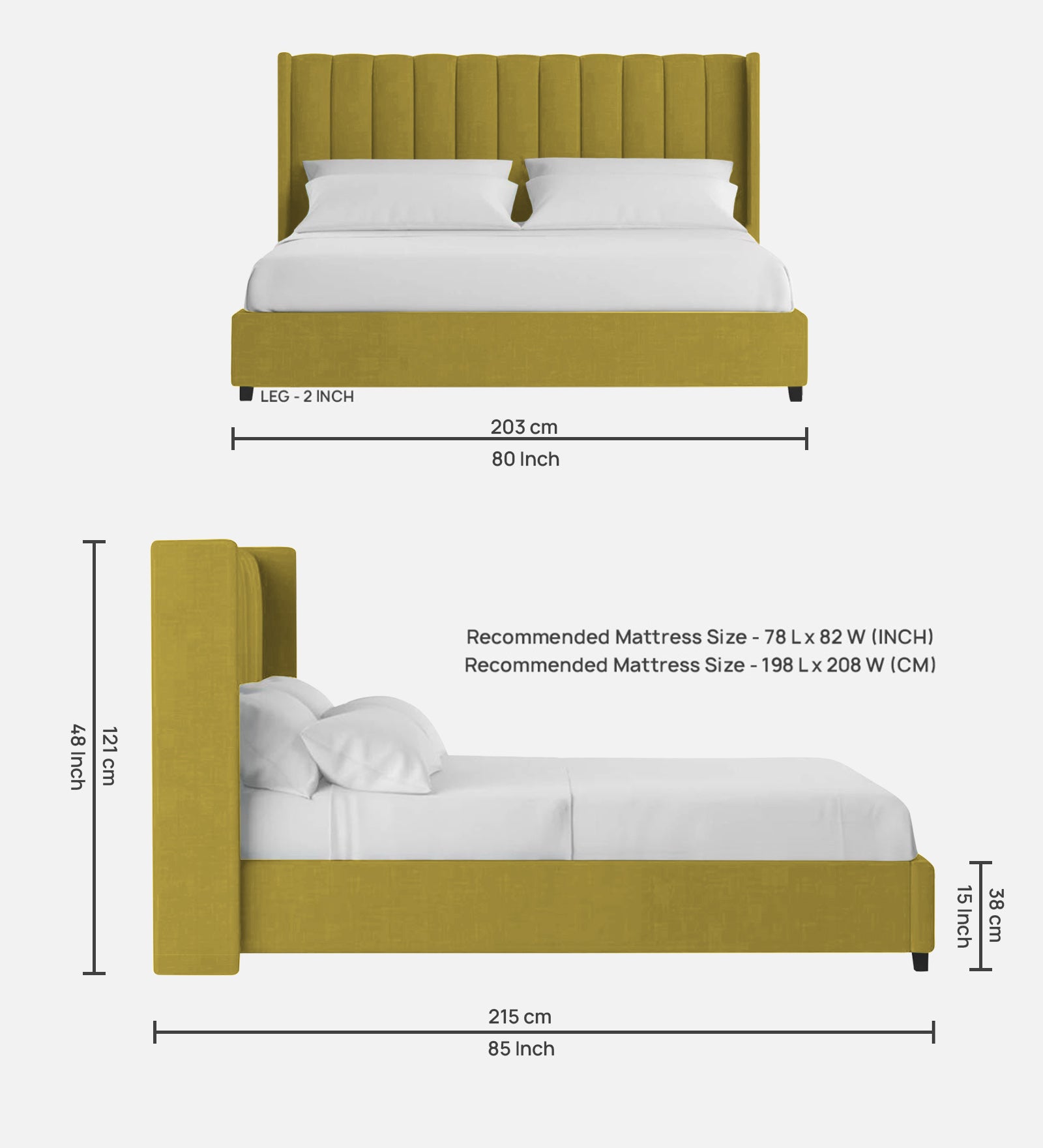 Colina Fabric King Size Bed In Parrot Green Colour With Box Storage