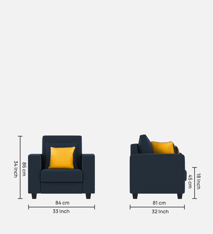 Nabi Fabric 1 Seater Sofa In Denim Blue Colour - Febonic Living