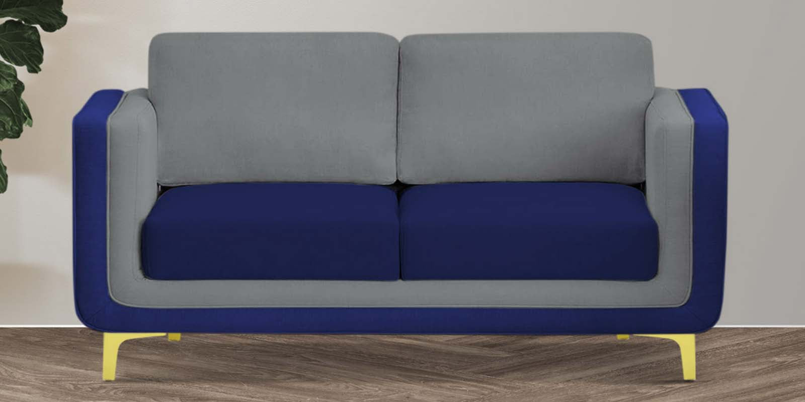 Visky Velvet 2 Seater Sofa in Pearl Grey-Indigo Blue Colour