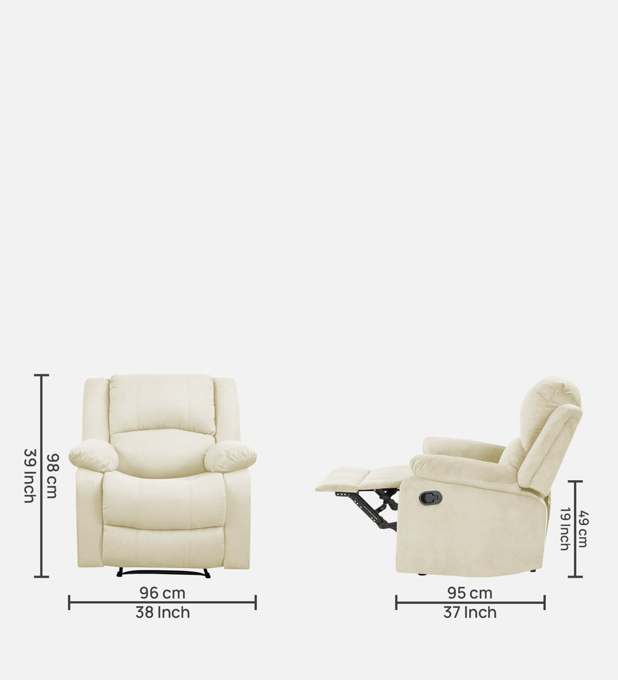 Lexi Fabric 1 Seater Motorized Recliner In Warm White Colour - Febonic Living